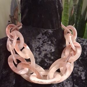 Chunky Carmel Acrylic Layered Chain Link Necklace 20 In L.